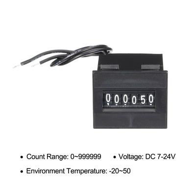 Harfington Uxcell Electromagnetic Counter Electronic Pulse Totalizer 0-999999 Range DC7-24V