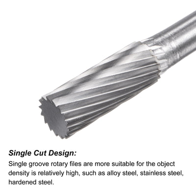 Harfington Uxcell 10mm x 150mm 6mm Shank Single Cut Cylinder Carbide Tip Rotary Files