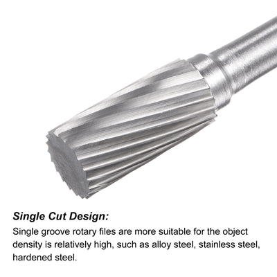 Harfington Uxcell 10mm x 100mm 6mm Shank Single Cut Cylinder Carbide Tip Rotary Files