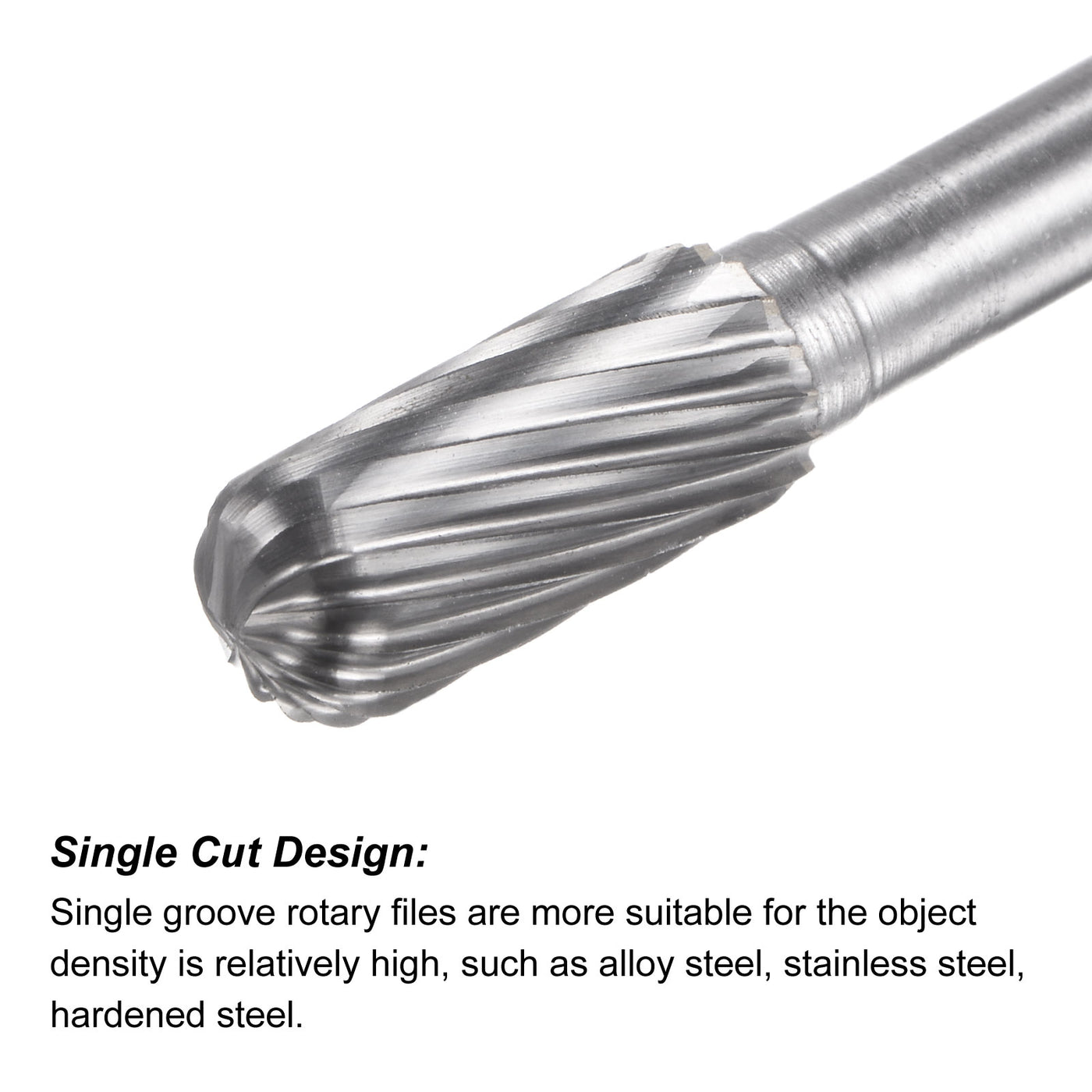 Uxcell Uxcell 10mmx150mm 6mm Shank Single Cut Cylinder with Ball Nose Carbide Tip Rotary File