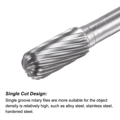 Harfington Uxcell 10mmx150mm 6mm Shank Single Cut Cylinder with Ball Nose Carbide Tip Rotary File