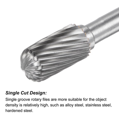 Harfington Uxcell 10mmx100mm 6mm Shank Single Cut Cylinder with Ball Nose Carbide Tip Rotary File