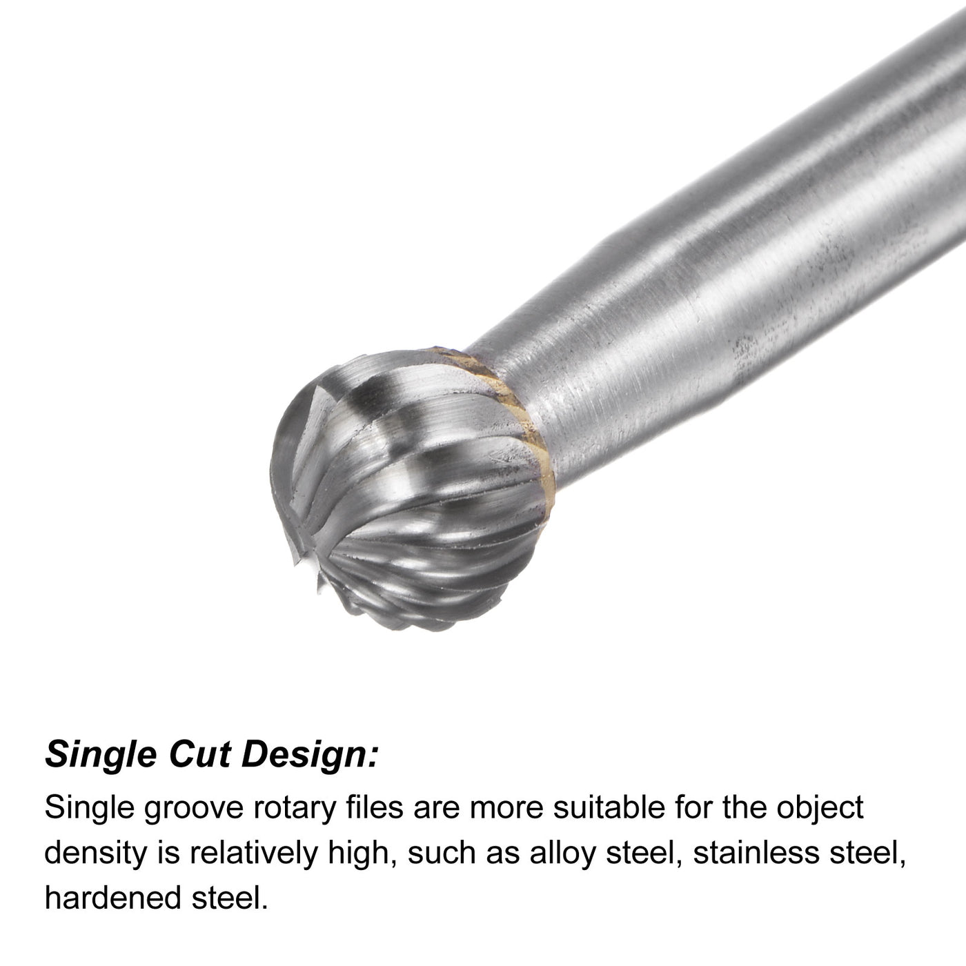 Uxcell Uxcell 10mm x 150mm 6mm Shank Single Cut Ball Carbide Tip Rotary Files