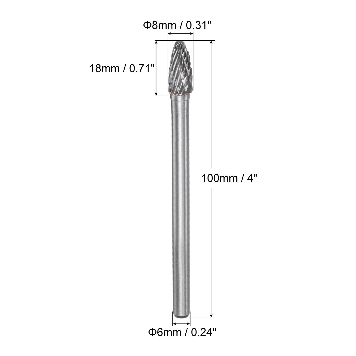 Uxcell Uxcell 10mm x 150mm 6mm Shank Double Cut Tree with Ball Nose Carbide Tip Rotary Files