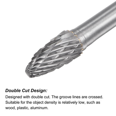 Harfington Uxcell 8mm x 100mm 6mm Shank Double Cut Tree with Ball Nose Carbide Tip Rotary Files