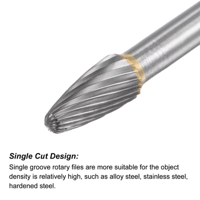 Harfington Uxcell 10mm x 100mm 6mm Shank Single Cut Tree with Ball Nose Carbide Tip Rotary Files