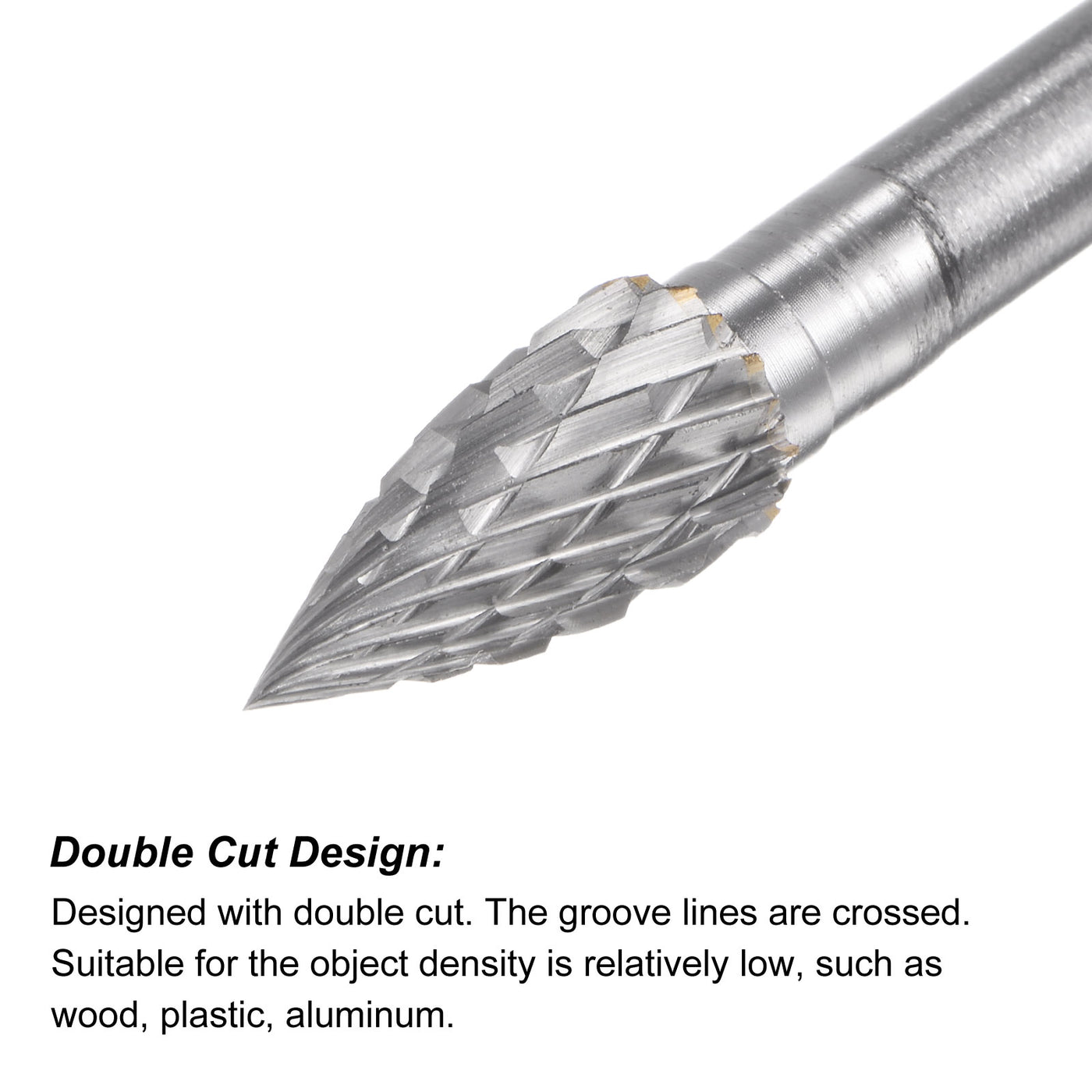 Uxcell Uxcell 10mm x 150mm 6mm Shank Double Cut Tree with Pointed Nose Carbide Tip Rotary File