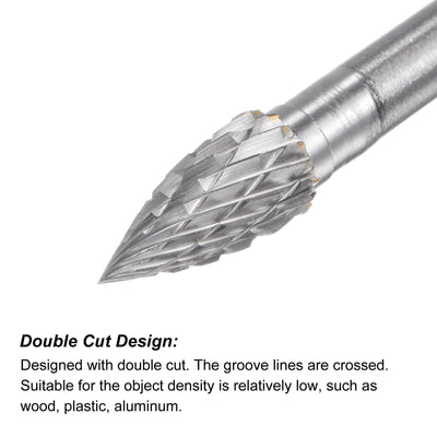 Harfington Uxcell 8mm x 100mm 6mm Shank Double Cut Tree with Pointed Nose Carbide Tip Rotary Files
