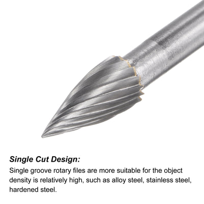 Harfington Uxcell 8mm x 100mm 6mm Shank Single Cut Tree with Pointed Nose Carbide Tip Rotary Files