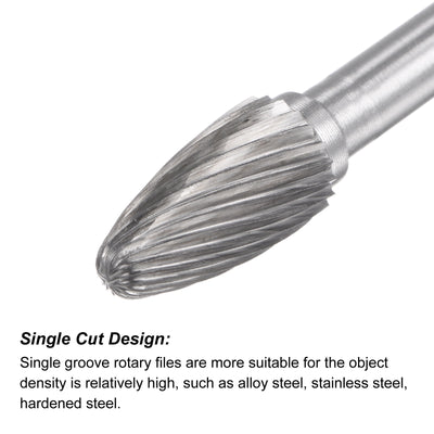 Harfington Uxcell 10mm x 150mm 6mm Shank Single Cut Tree with Ball Nose Carbide Tip Rotary Files