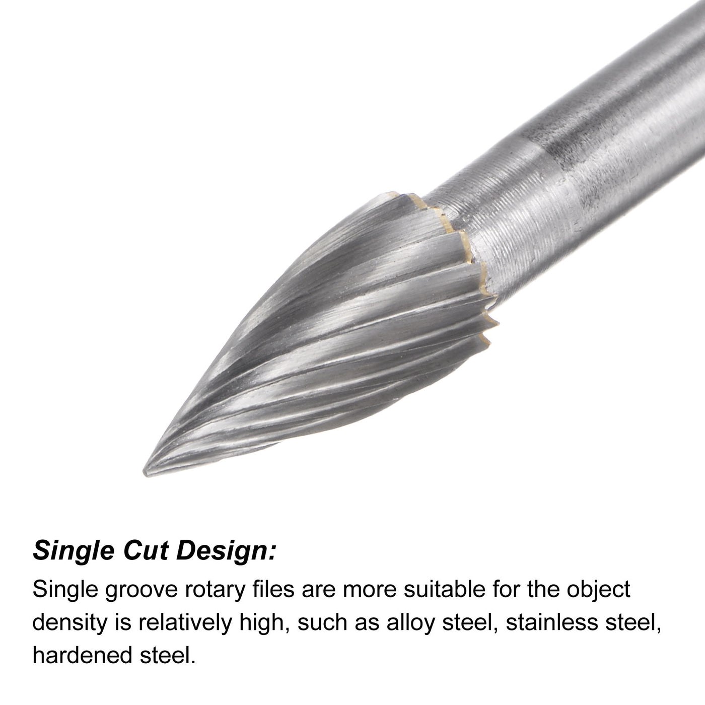 uxcell Uxcell 8mm x 150mm 6mm Shank Single Cut Tree with Pointed Nose Carbide Tip Rotary Files