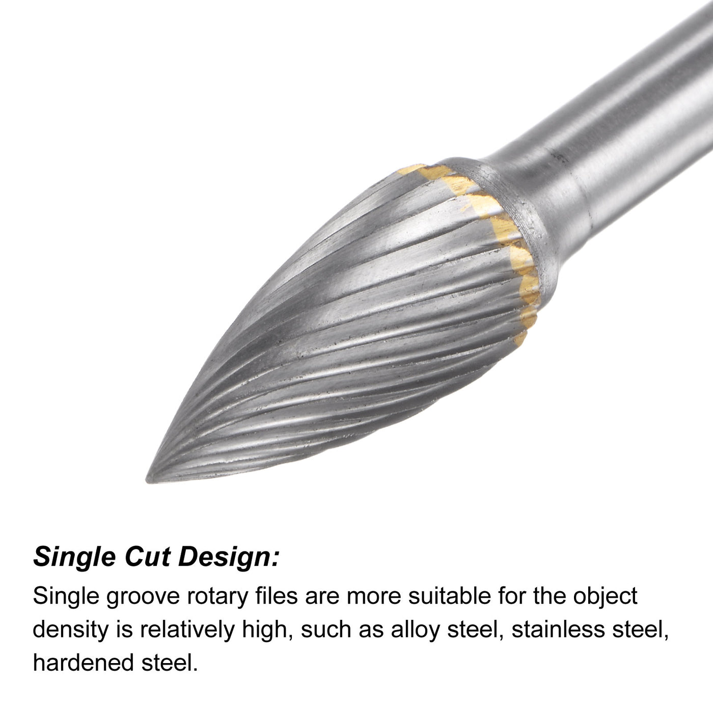 uxcell Uxcell 10mm x 150mm 6mm Shank Single Cut Tree with Pointed Nose Carbide Tip Rotary File