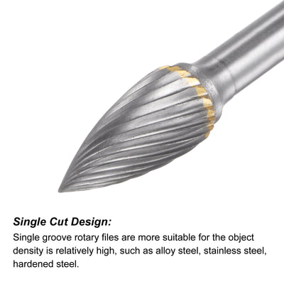 Harfington Uxcell 10mm x 150mm 6mm Shank Single Cut Tree with Pointed Nose Carbide Tip Rotary File