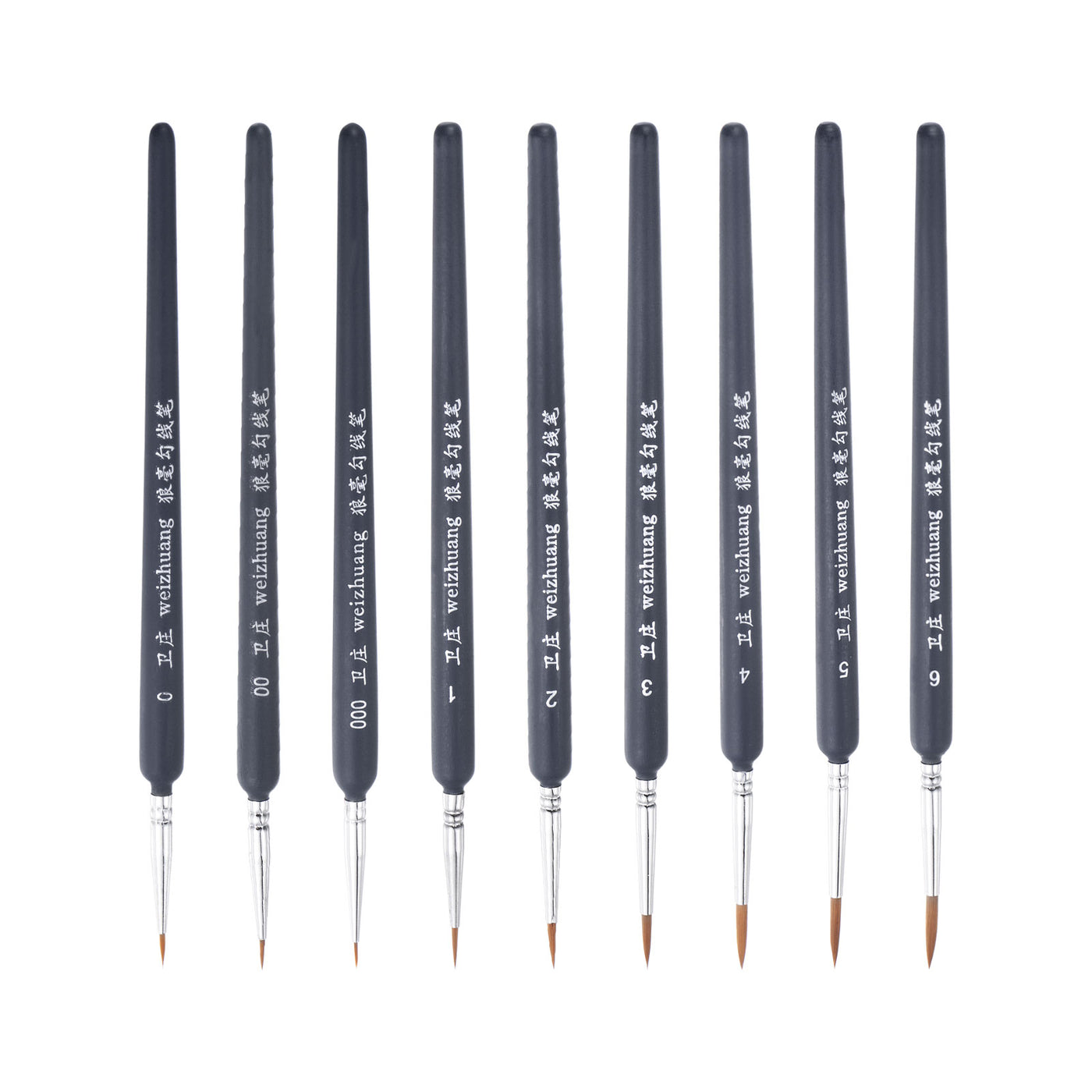 Uxcell Uxcell Detailing Paint Brush Set Pointed Bristle Blue Wood Handle 1 Set (9Pcs)