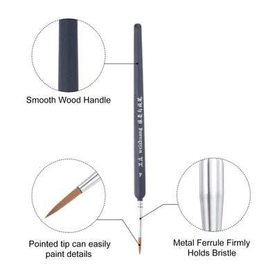 Harfington Uxcell Detailing Paint Brush Set Pointed Bristle Blue Wood Handle 1 Set (9Pcs)