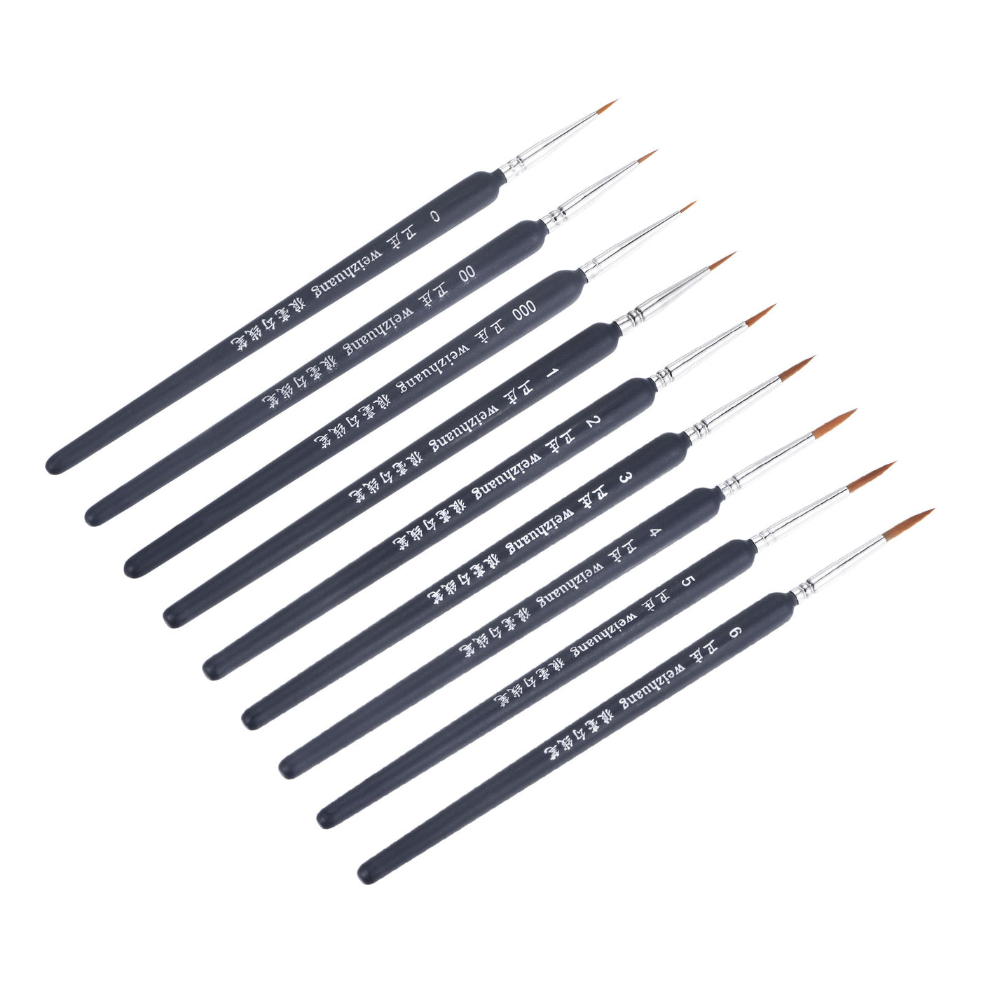 Uxcell Uxcell Detailing Paint Brush Set Pointed Bristle Blue Wood Handle 1 Set (9Pcs)