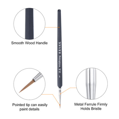 Harfington Uxcell Detailing Paint Brush 0.39" Bristle Length with Dark Blue Wood Handle 4Pcs