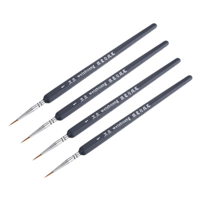 Harfington Uxcell Detailing Paint Brush 0.39" Bristle Length with Dark Blue Wood Handle 4Pcs