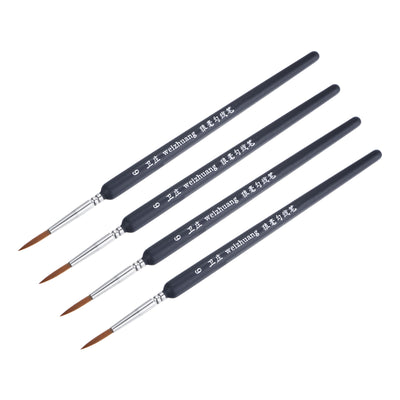 Harfington Uxcell Detailing Paint Brush 0.79" Bristle Length with Dark Blue Wood Handle 4Pcs