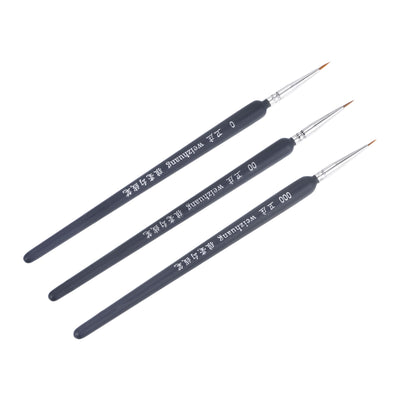 Harfington Uxcell Detailing Paint Brush Set #0 #00 #000 Bristle Dark Blue Wood Handle 2Sets (6Pcs)