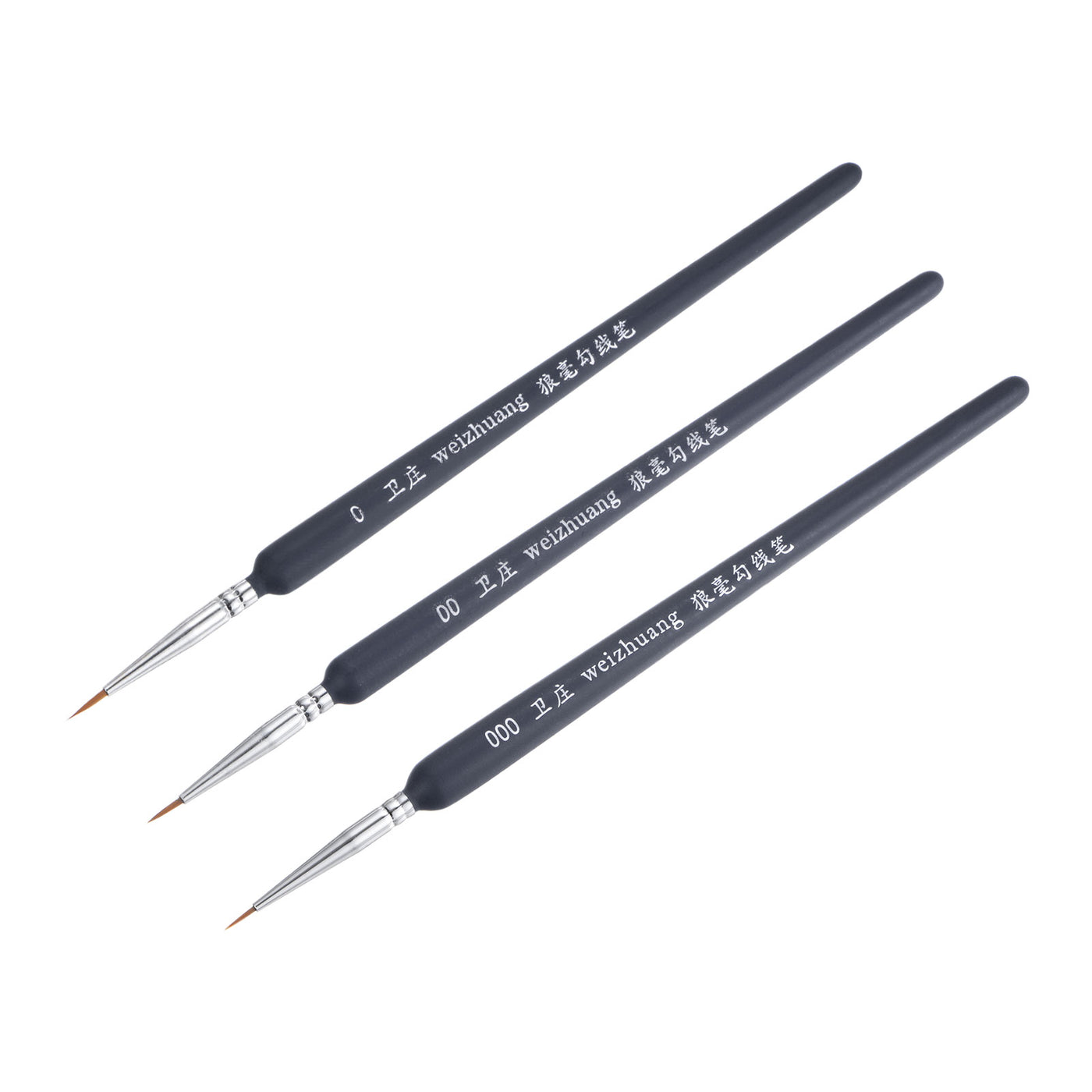 uxcell Uxcell Detailing Paint Brush Set #0 #00 #000 Bristle Dark Blue Wood Handle 2Sets (6Pcs)