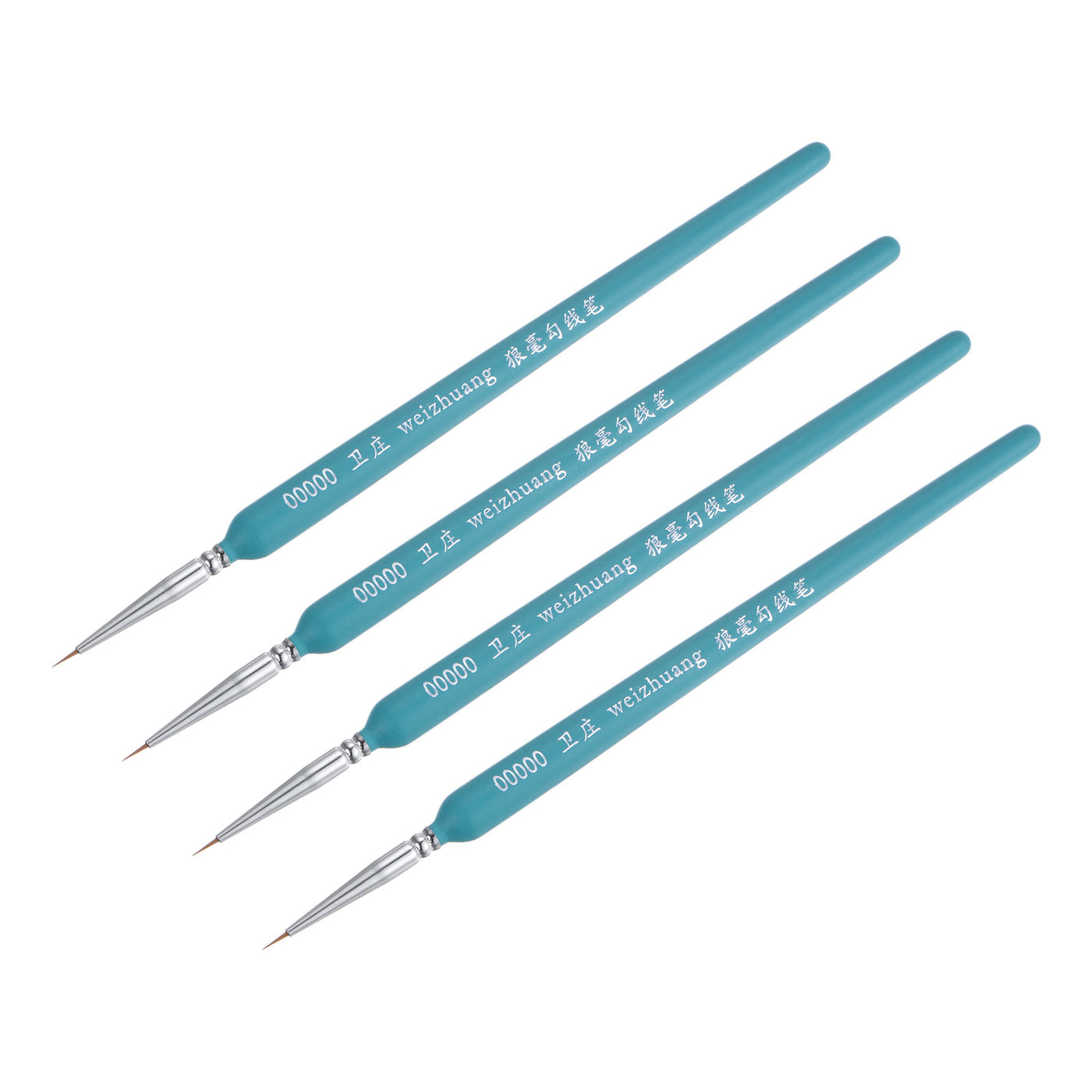 uxcell Uxcell Detailing Paint Brush 0.12" Bristle Length with Blue Wood Handle 4Pcs