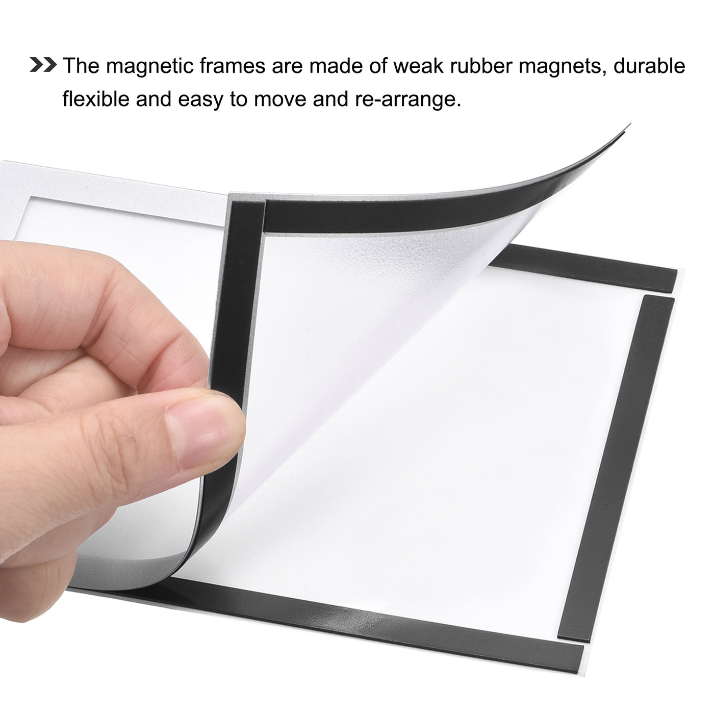Harfington Document Sign Holder Pocket Self Adhesive Magnet A5 5.8x8.3inch Silver Tone 2pcs