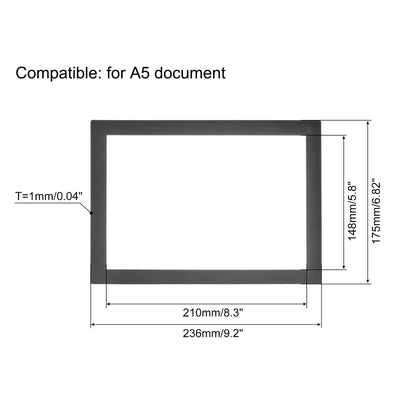 Harfington Document Sign Holder Pockets Self Adhesive Magnets A5 5.8x8.3inch Black 2pcs