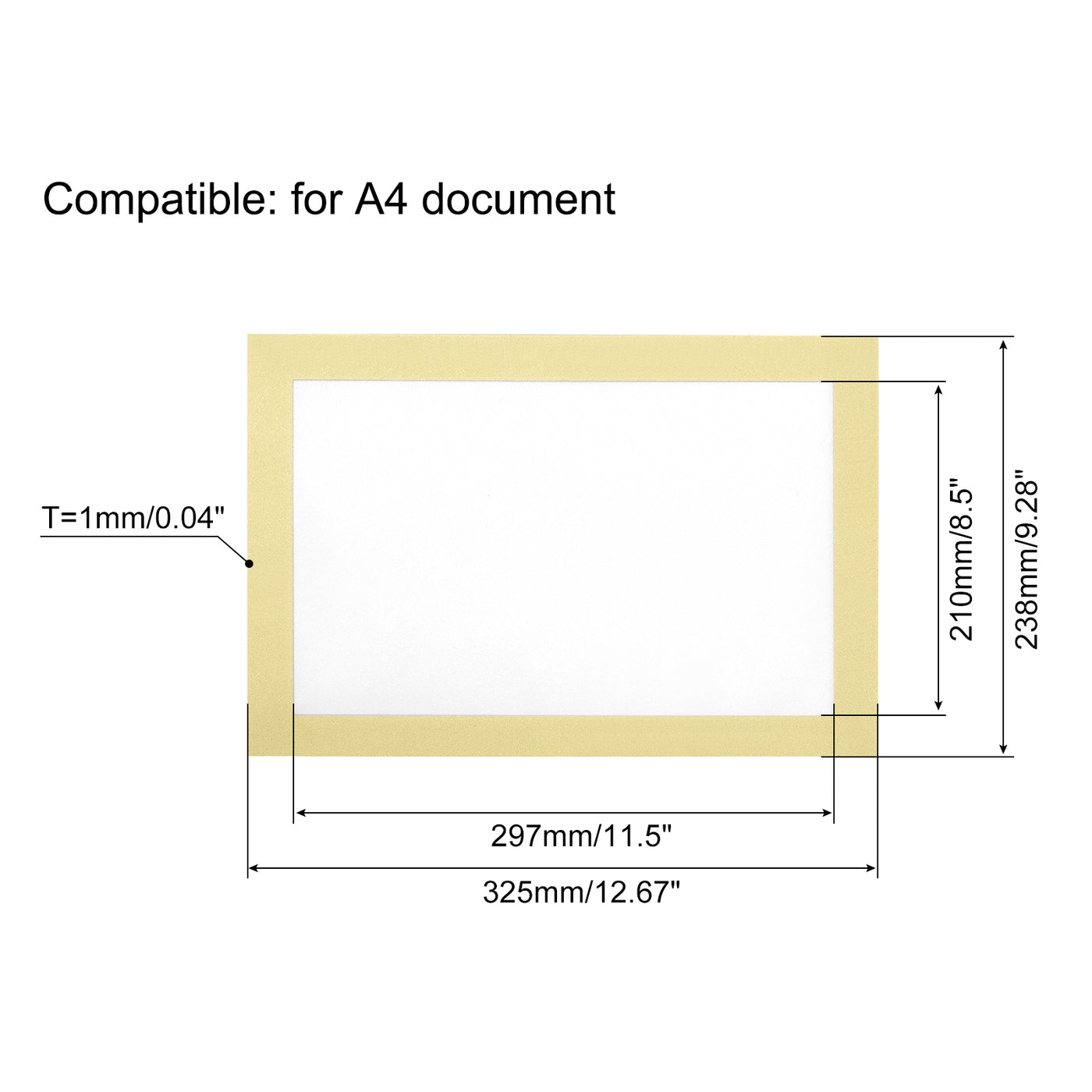 Harfington Document Sign Holder Pocket Self Adhesive Magnets A4 8.5x11.5inch Gold Tone 2pcs