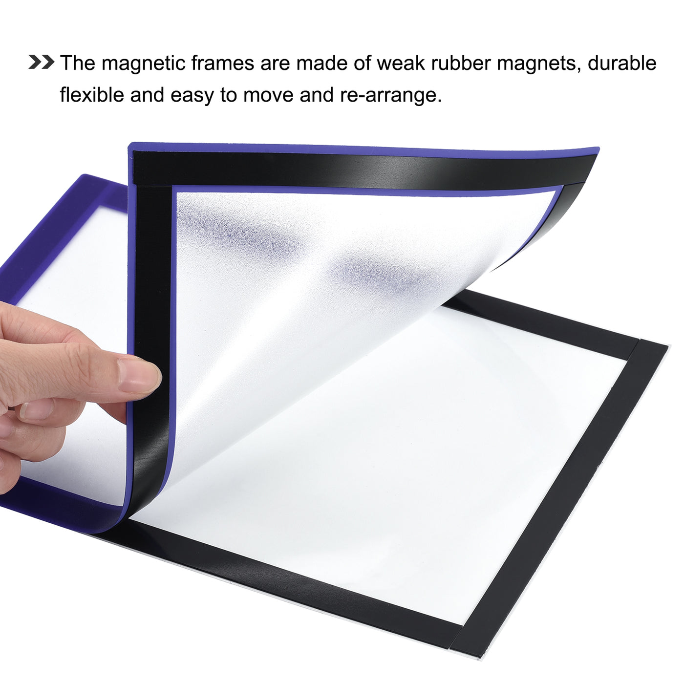 Harfington Document Sign Holder Pockets Self Adhesive Magnets A4 8.5x11.5inch Blue 2pcs