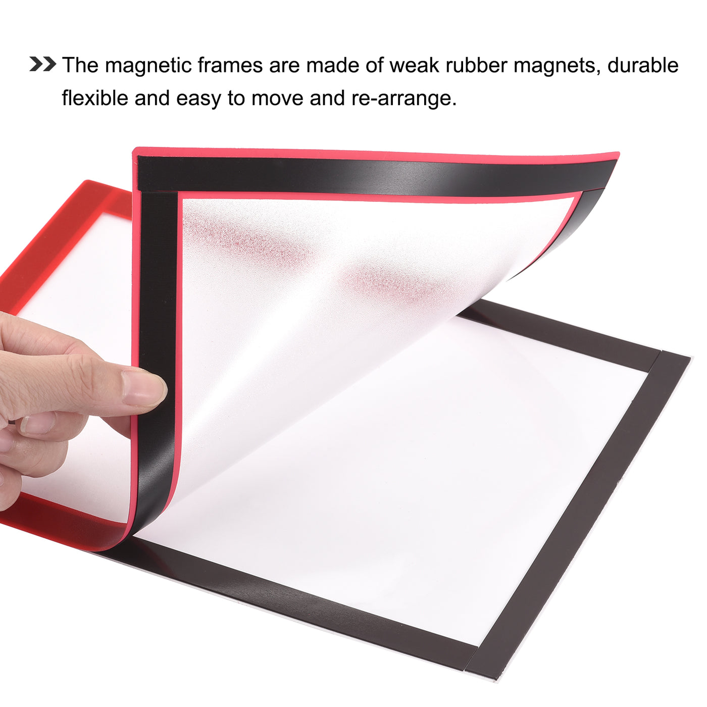 Harfington Document Sign Holder Pockets Self Adhesive Magnets A4 8.5x11.5inch Red 4pcs