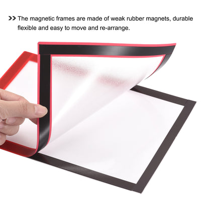 Harfington Document Sign Holder Pockets Self Adhesive Magnets A4 8.5x11.5inch Red 4pcs