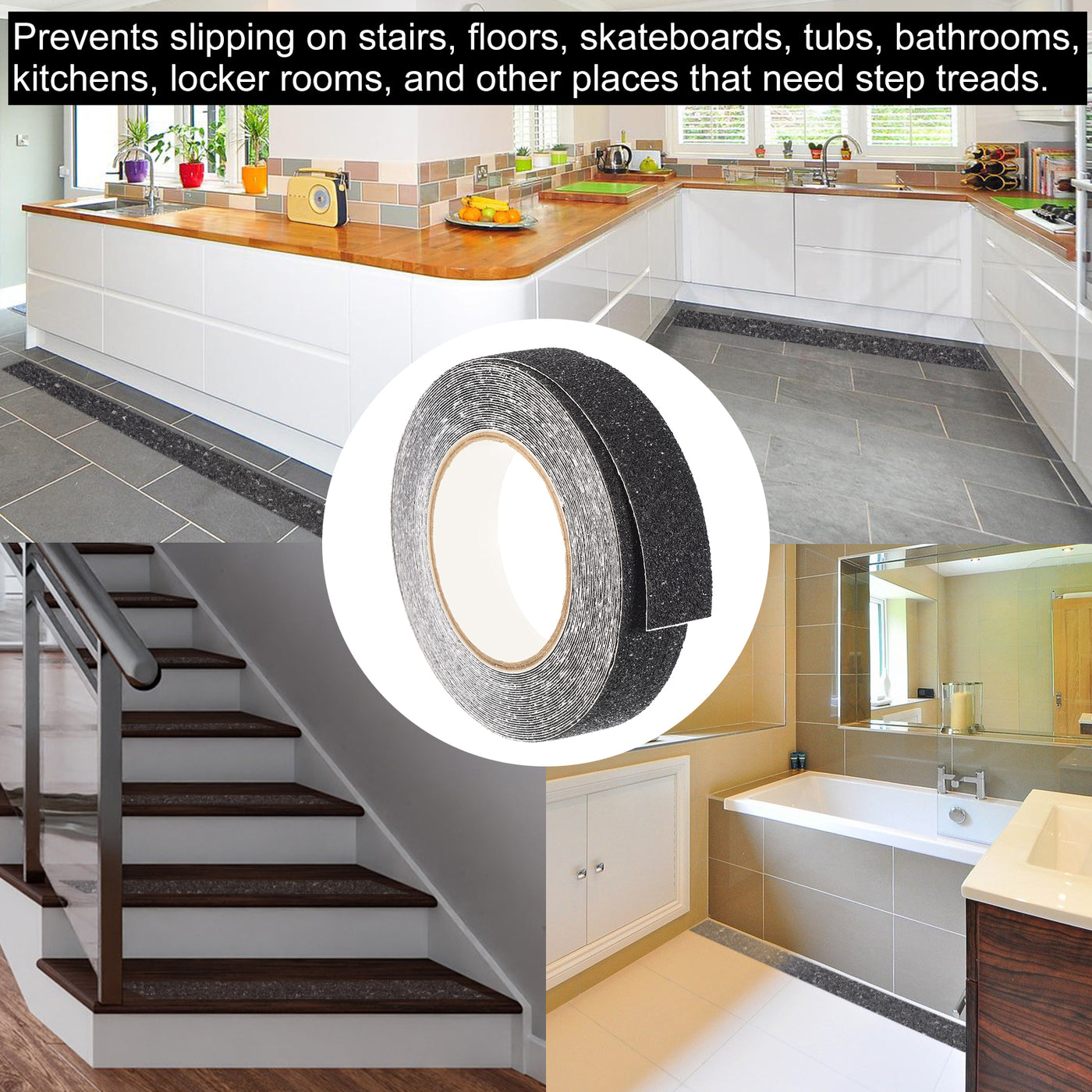 Harfington 1.2"x32.8ft Anti Slip Grip Tape Non-Slip Traction Tape Frosted for Stairs Black