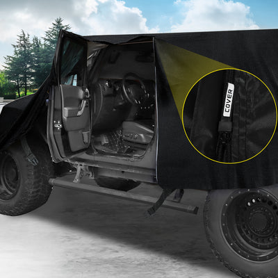 Harfington SUV Car Cover Cab Cover Fit for Jeep Wrangler JK JL Hardtop 2 Door 2007-2021 Outdoor Sun Dust Wind Snow Protection 210D Oxford with Driver Door Zipper