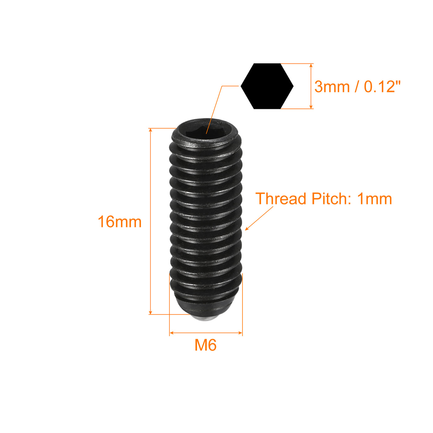Harfington Ball Point Set Screw, High Carbon Steel Metric Spring Hex Socket Screws