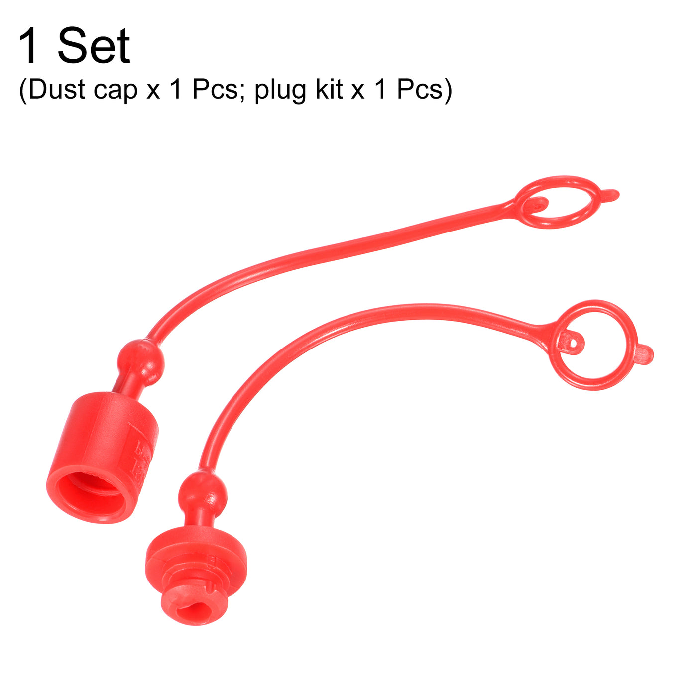 Harfington Dust Cap and Plug Kit, 1 Set 3/5" ID PVC Male Female Connector Protection Sleeve Covers for Hydraulic Quick Coupling, Red