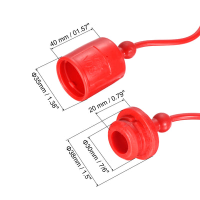Harfington Dust Cap and Plug Kit, 2 Set 7/6" ID PVC Male Female Connector Protection Sleeve Covers for Hydraulic Quick Coupling, Red