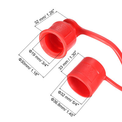 Harfington Dust Cap and Plug Kit, 3 Set 3/4x5/4" ID PVC Connector Protection Sleeve Covers for Flat Face Hydraulic Quick Coupling, Red