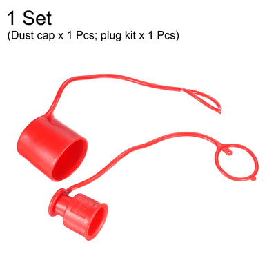 Harfington Dust Cap and Plug Kit, 1 Set 11/9x2" ID PVC Connector Protection Sleeve Covers for Flat Face Hydraulic Quick Coupling, Red