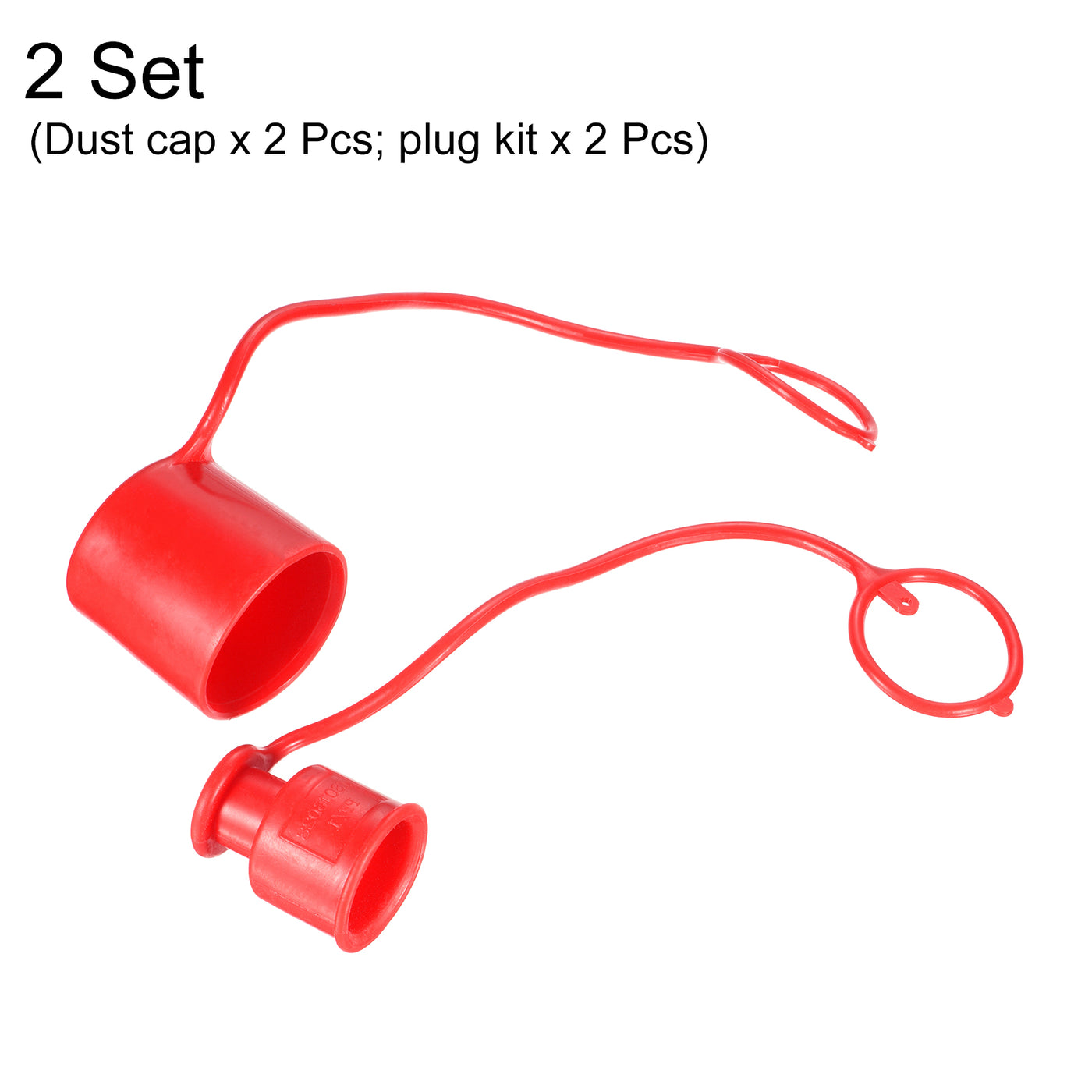 Harfington Dust Cap and Plug Kit, 2 Set 7/6x2" ID PVC Connector Protection Sleeve Covers for Flat Face Hydraulic Quick Coupling, Red