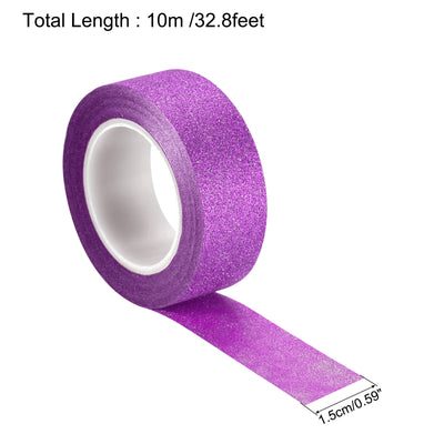 Harfington Glitter Tape, Decorative Craft Tape Self Adhesive Stick 1.5cmx10m Rose Red 3Pcs