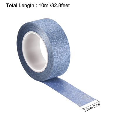 Harfington Glitter Tape, Decorative Craft Tape Self Adhesive Stick 1.5cmx10m Blue