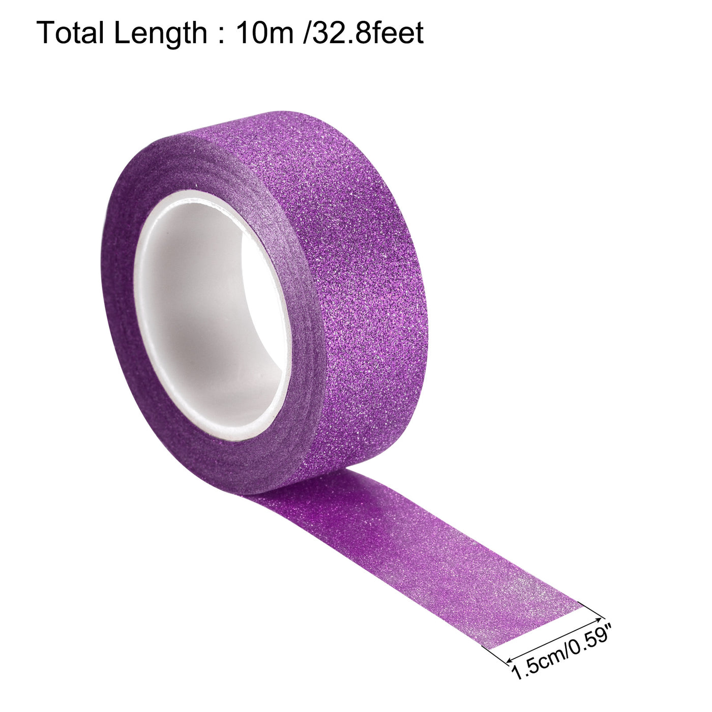 Harfington Glitter Tape, Decorative Craft Tape Self Adhesive Stick 1.5cmx10m Purple