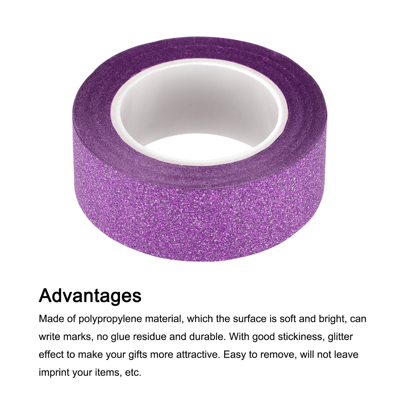 Harfington Glitter Tape, Decorative Craft Tape Self Adhesive Stick 1.5cmx10m Purple 3Pcs