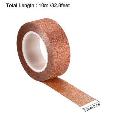 Harfington Glitter Tape, Decorative Craft Tape Self Adhesive Stick 1.5cmx10m Orange 3Pcs
