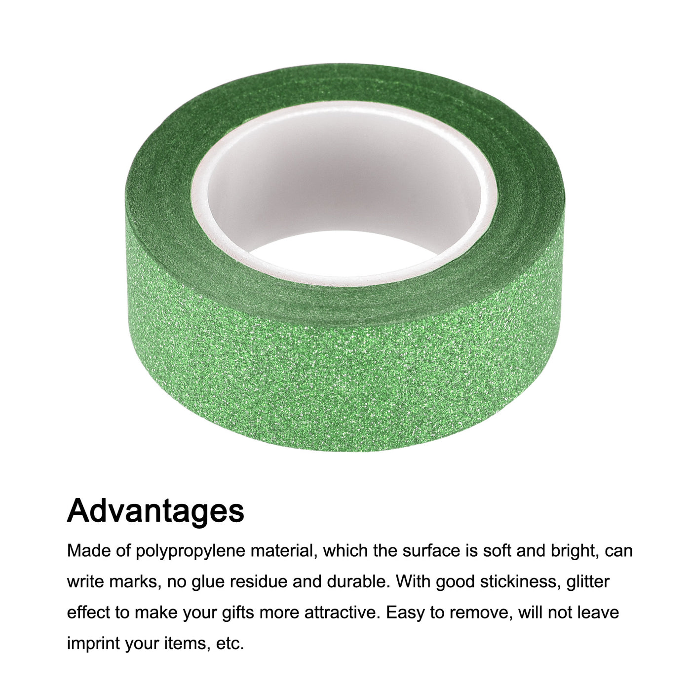 Harfington Glitter Tape, Decorative Craft Tape Self Adhesive Stick 1.5cmx10m Green