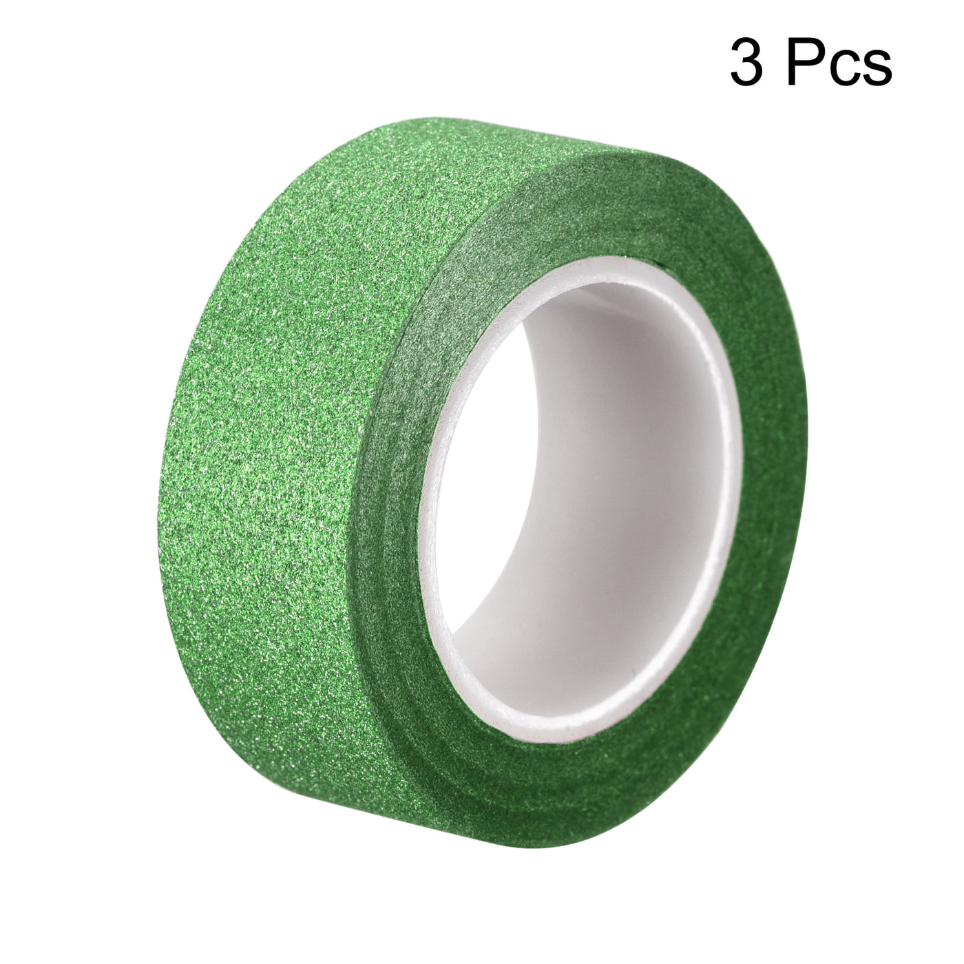 Harfington Glitter Tape, Decorative Craft Tape Self Adhesive Stick 1.5cmx10m Green 3Pcs