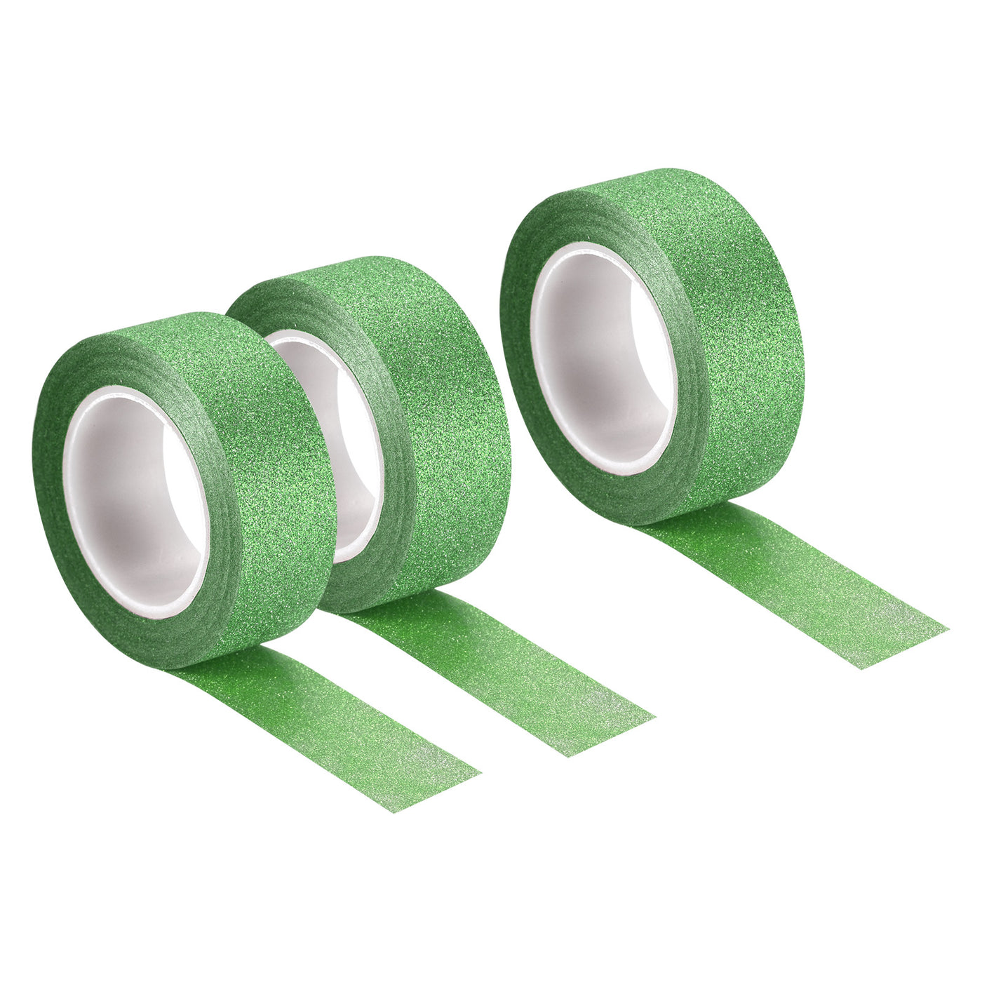 Harfington Glitter Tape, Decorative Craft Tape Self Adhesive Stick 1.5cmx10m Green 3Pcs