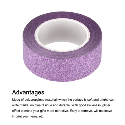 Harfington Glitter Tape, Decorative Craft Tape Self Adhesive Stick 1.5cmx10m Pink 3Pcs