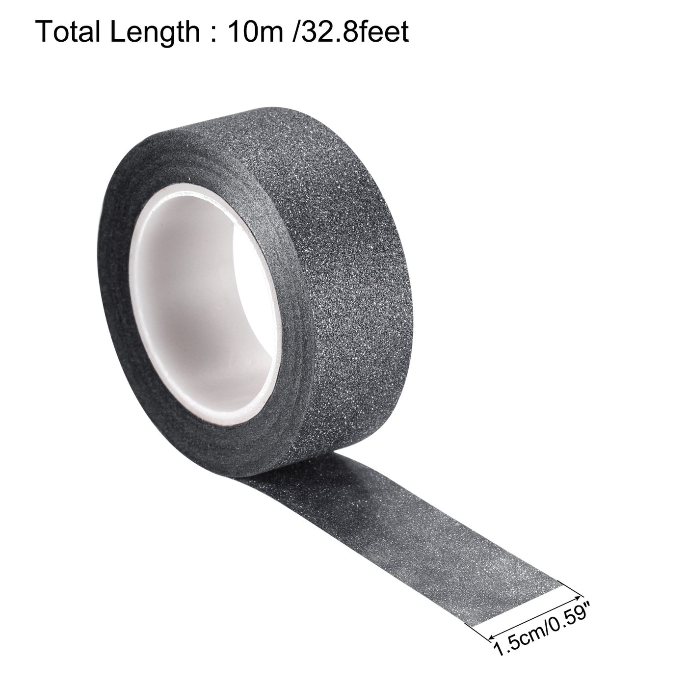 Harfington Glitter Tape, Decorative Craft Tape Self Adhesive Stick 1.5cmx10m Black